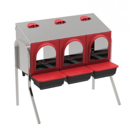 Caja Nido Galvanizada para Aves de Corral, Ponedero para Gallinas 3 Compartimentos con Patas, 12/14 Gallinas, 82x47x77 cm