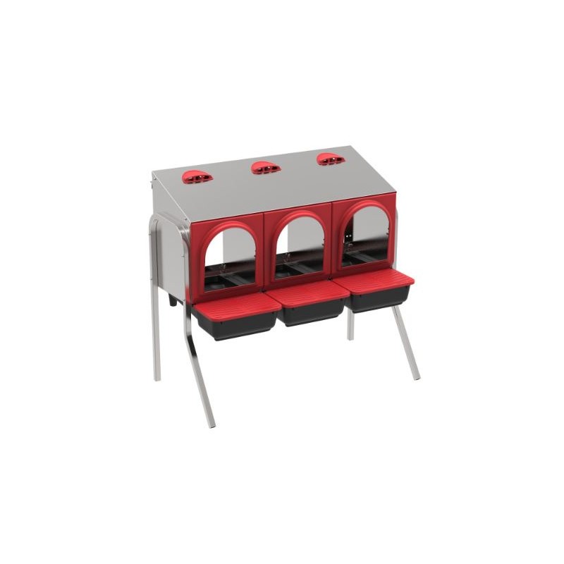 Caixa de nidificação para galinhas com 3 compartimentos 82x47x77 cm com pernas
