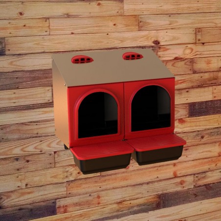 Nido per galline da interno con 2 zone, 52x45x48 cm
