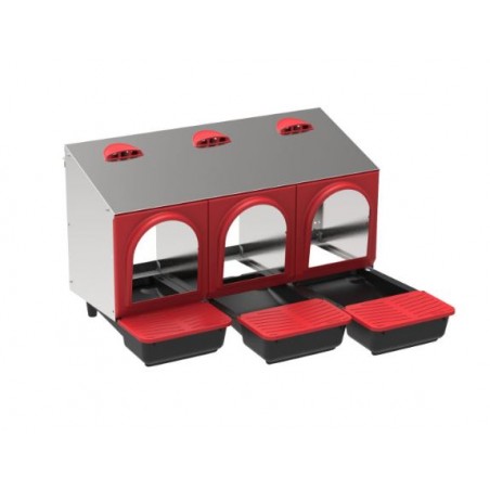 Caixa de nidificação para galinhas galvanizada para interior, ninho de galinhas com 3 compartimentos, ideal para 12/14 galinhas,