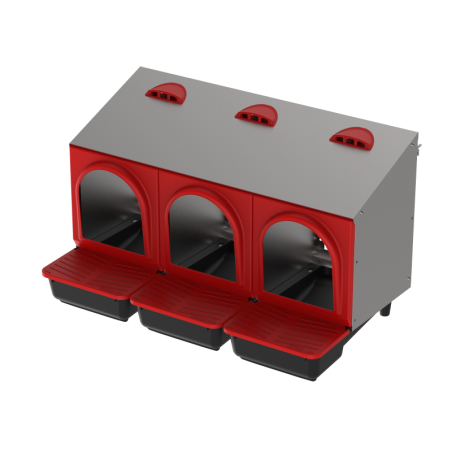 Galvanized Indoor Chicken Nesting Box | 3 Compartment Nest with Removable Trays | 78x45x48 cm