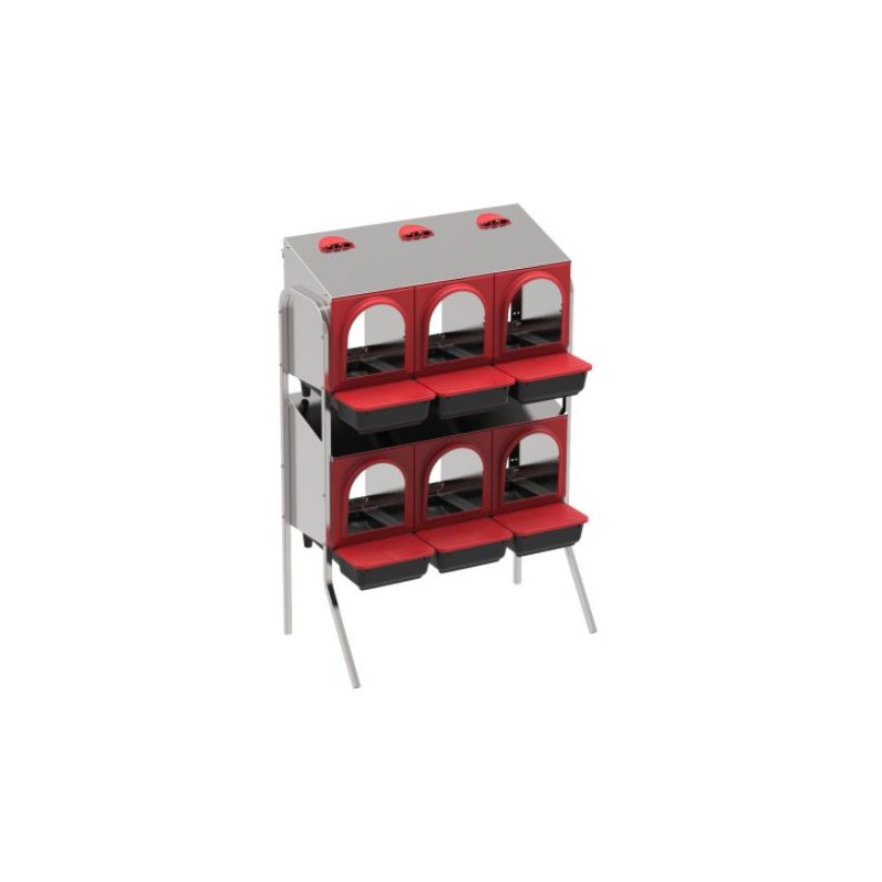 Caixa de nidificação para galinhas com 6 compartimentos 82x47x123 cm com pernas