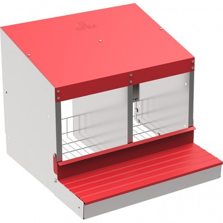 Ninho galvanizado para aves com 2 compartimentos, ninho para 8/9 galinhas, ninho para galinhas 53x50x44 cm
