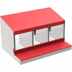Nido para Aves de Corral Galvanizado 3 departamentos, Ponedero 12/14 gallinas, Nido para Gallinas 80x50x44 cm