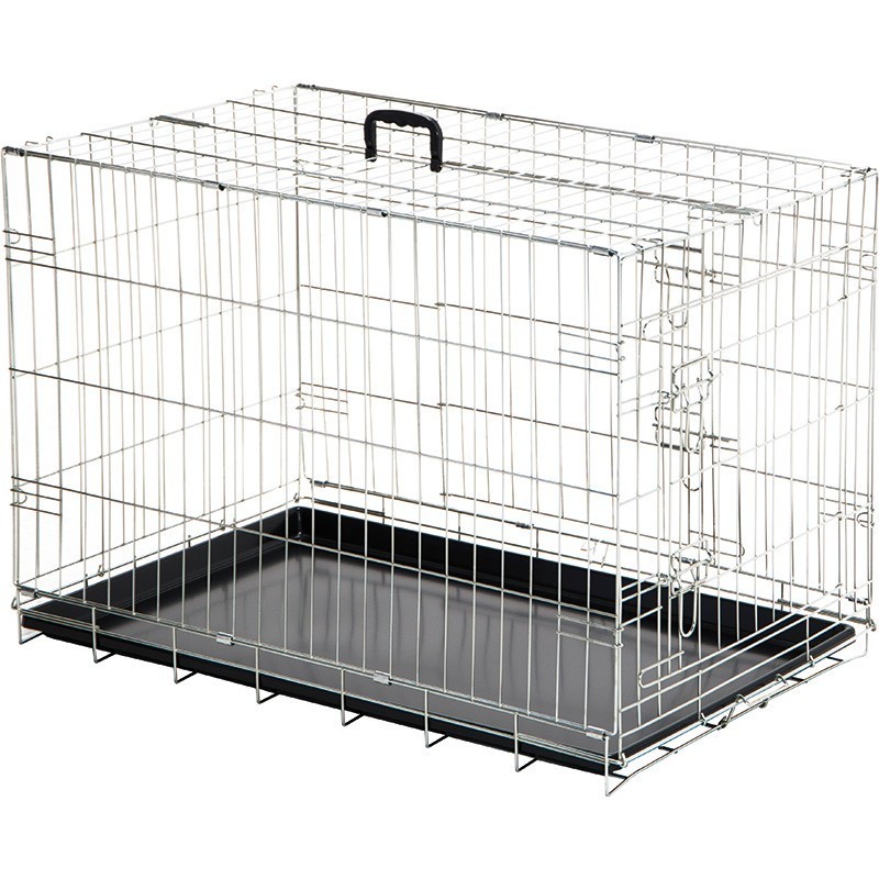 Caixa de transporte dobrável de metal para exposições de cães e gatos com bandeja Caixa de transporte dobrável de metal para exposições de cães e gatos com bandeja