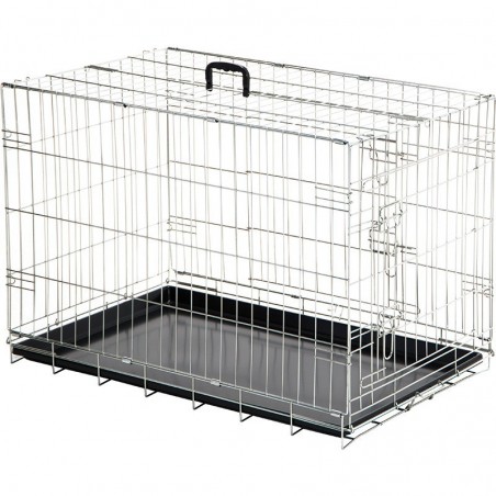 Caixa de transporte dobrável de metal para exposições de cães e gatos com bandeja