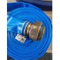 FLAT HOSE 40mm 10 meters for water discharge, Polyester PVC Blue Layflat Rubber for Fire and Pools (1 1/2 ")