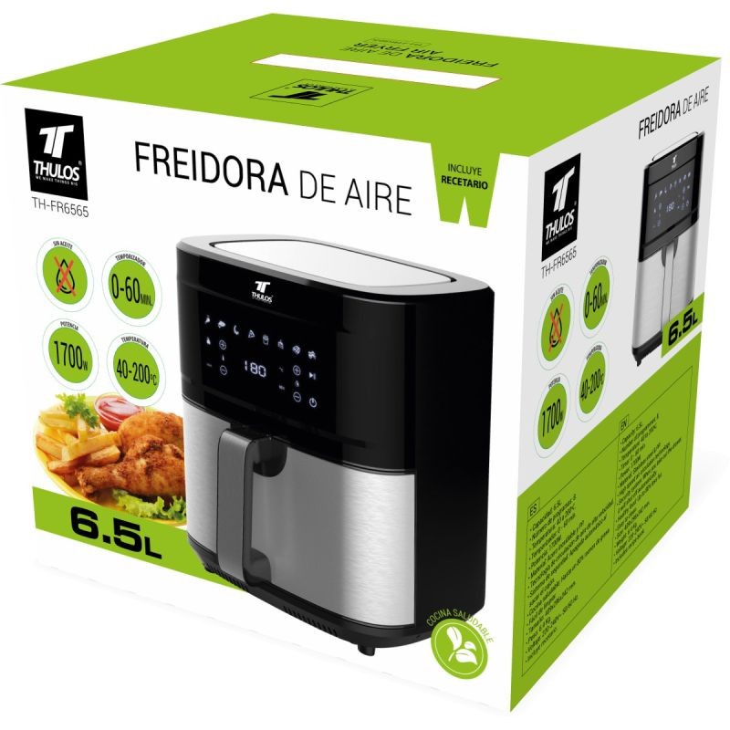 Freidora de aire FR6565 1700W, 8 programas y 6.5 litros de capacidad. Temperatura ajustable de 60 a 200ºC