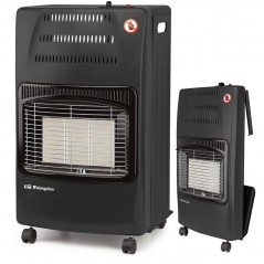 3 Stück Faltbarer Gasofen HCE60 - 4200 W. Energieeffizienzklasse A. Dreifaches Sicherheitssystem, 42 x 74 x 35 cm, schwarz.