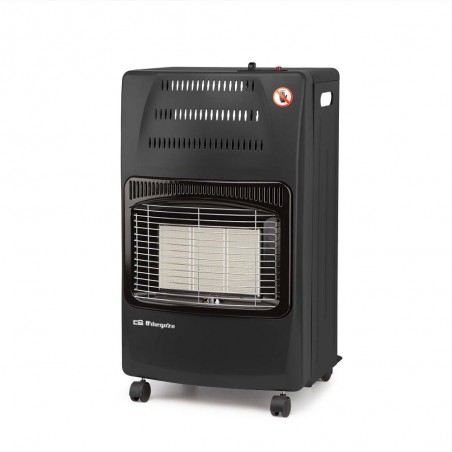 Estufa de Gas Plegable Orbegozo HCE60 4200W. Clase energética A. Triple sistema de seguridad, 42 x 74 x 35 cm, negro