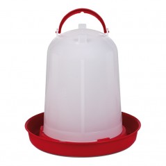 Abreuvoir rouge pour poules de 10 litres. Diamètre 34 cm x Hauteur 34 cm