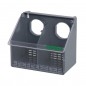 Plastic pigeon feeder with 2 compartments. Measures 17.5 x 11 x 14.5 cm