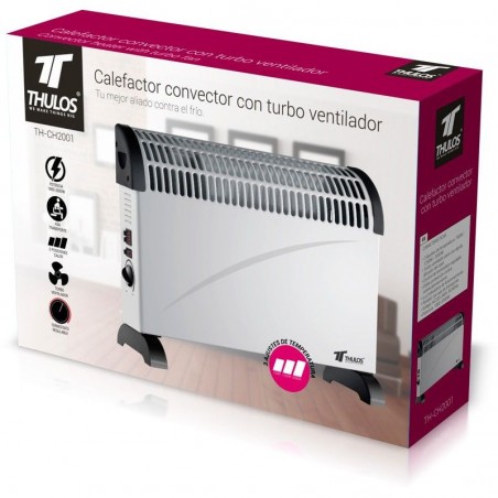 Convettore elettrico 2000 Watt Thulos, riscaldamento su piede mobile. Radiatore d'appoint con 3 livelli di calore