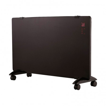 Aquecedor convector preto ajustável 750W-1500W com temporizador, aquecedor de design moderno