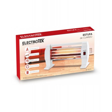 Stufa Elettrica Quarzo, 3 impostazioni di temperatura 400W - 800W - 1200W. Sistema Sicurezza Anti-Ribaltamento