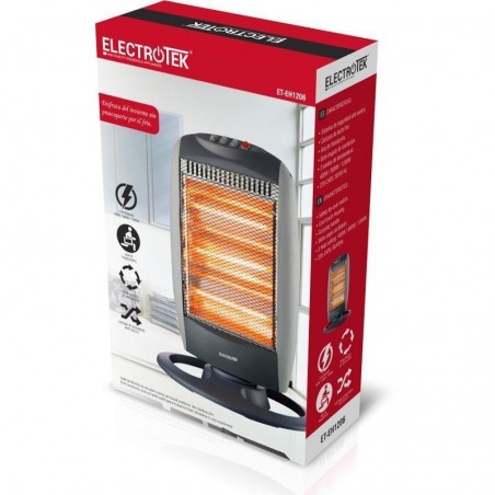 Radiateur Halogène Oscillant BEPER - 1200W - 3 Niveaux Puissance (400W/800W/1200W) - Silencieux - Anti-Basculement - Gris