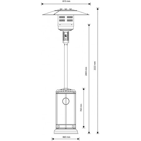 13KW Outdoor Heater with Wheels, Steel, for Terrace and Garden, Mushroom Shaped, Outdoor Gas, Butane and Propane Heater
