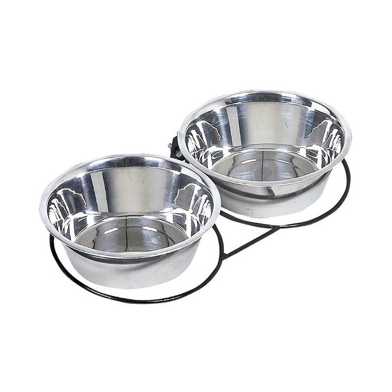 Mangeoire et abreuvoir double pour chien en acier inoxydable, 2,80 litres par gamelle, 51x26x8,2 cm