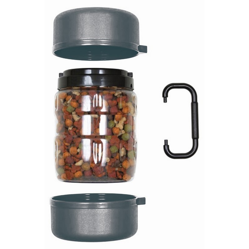 Comedouro e bebedouro de viagem para cães e gatos, 1,5 litros, cinza