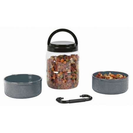 Travel feeder and waterer for dogs and cats, 1.5 liters, gray