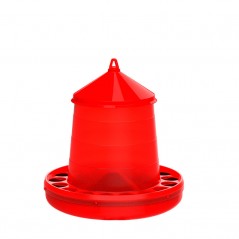 Hühnerfuttertrichter aus Kunststoff, 2 kg, 24 x 24 x 29,5 cm, rot