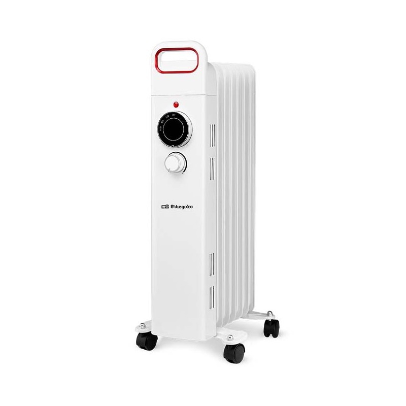 Radiador a óleo Orbegozo RU1500 de 7 elementos e 1500 W, termostato ajustável, branco Radiador a óleo Orbegozo RU1500 de 7 elementos e 1500 W, termostato ajustável, branco