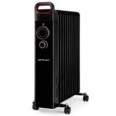 Radiateur à Bain d'Huile 2500W Chauffage électrique 11 éléments Orbegozo RUN2500. Thermostat réglable, noir