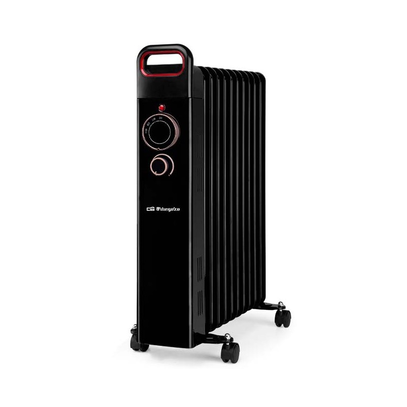 Radiateur à Bain d'Huile 2500W Chauffage électrique 11 éléments Orbegozo RUN2500. Thermostat réglable, noir