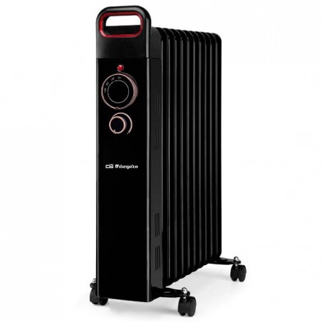 Radiateur à Bain d'Huile 2500W Chauffage électrique 11 éléments Orbegozo RUN2500. Thermostat réglable, noir