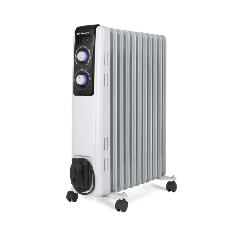 Radiateur à Bain d'Huile 2500W Chauffage électrique 11 éléments Orbegozo RF2500. Thermostat réglable