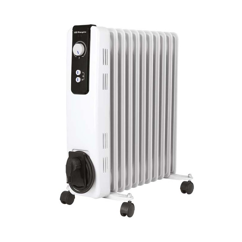 Radiateur à Bain d'Huile 2500W Chauffage électrique 9 éléments Orbegozo RH5000. Thermostat réglable, blanc