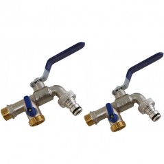 Pack of 2 Premium Double Outlet Garden Taps 1/2'' - 3/4''