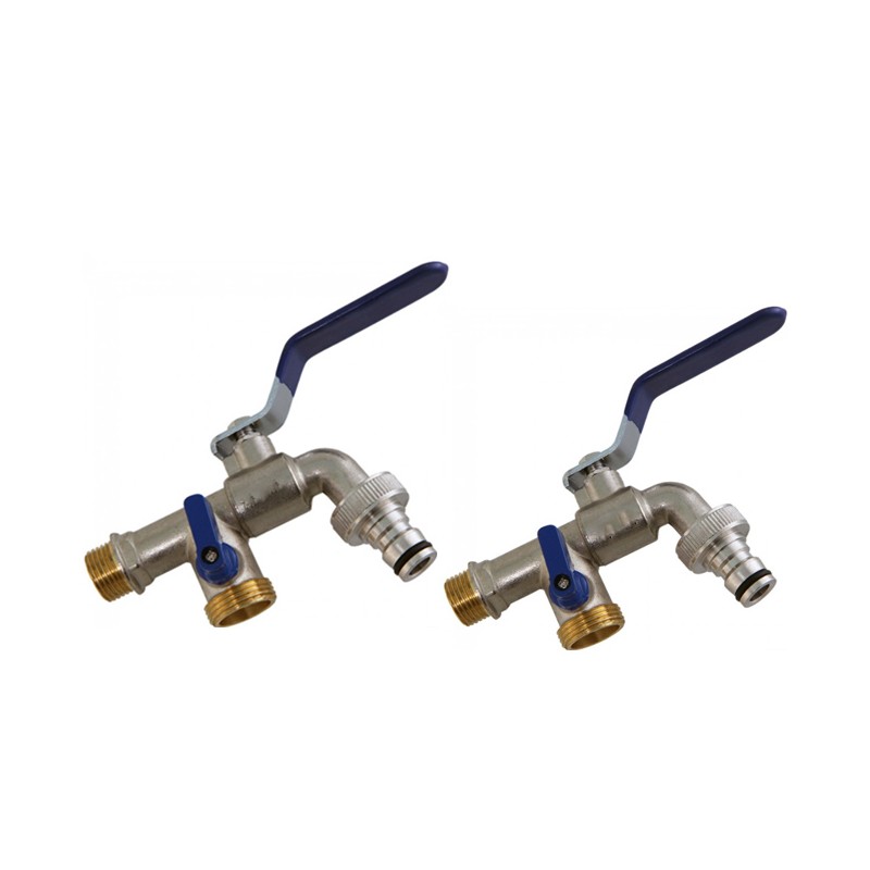 Confezione da 2 rubinetti da giardino Premium a doppia uscita da 1/2'' a 3/4''