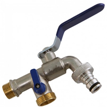 Double hose ball garden faucet 1/2" x 3/4" x 3/4" vertical