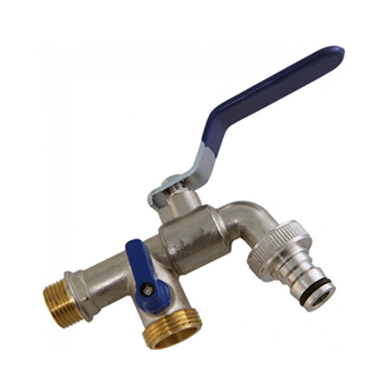 Double hose ball garden faucet 1/2" x 3/4" x 3/4" vertical