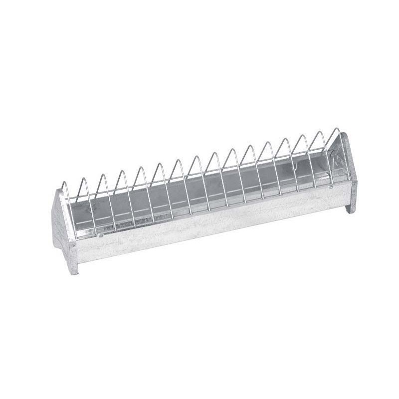 Mangeoire Métallique pour les Poussins 50 cm, Mangeoires de poule linéaires en tôle galvanisée avec grille serré Mangeoire Métallique pour les Poussins 50 cm, Mangeoires de poule linéaires en tôle galvanisée avec grille serré