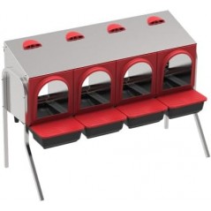 Indoor chicken nesting box with 4 compartments, 108x48x77 cm. Includes legs.