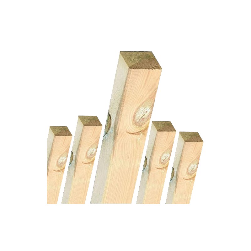 5 x Poteau en bois carré, 7x7 cm pour le jardin, hauteur 80 cm. Utile pour construction de clôtures, décoration, pergola