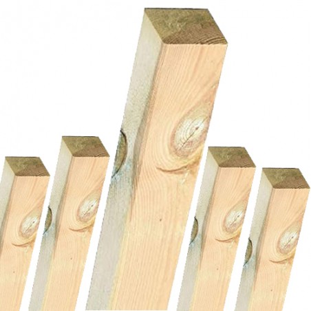 5 x Poteau en bois carré, 7x7 cm pour le jardin, hauteur 80 cm. Utile pour construction de clôtures, décoration, pergola