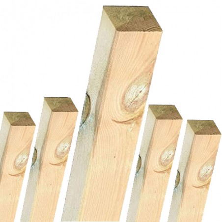 Pack of 5 Square Wooden Posts 80x7x7 cm | Pine Wood Stakes without Tips | Posts for Fences, Pergolas and Garden