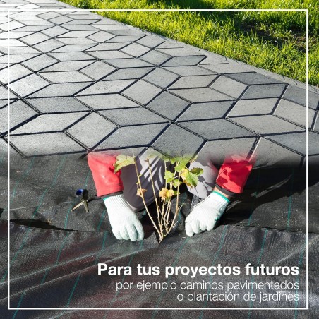 Black weed control mesh, 1 x 25 m, 105 g/m², breathable, water-permeable geotextile mesh. Weed protection.