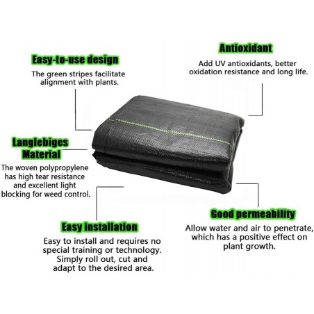 Black weed control mesh, 2 x 100 m, 130 g/m2, breathable, water-permeable geotextile mesh. Weed protection.