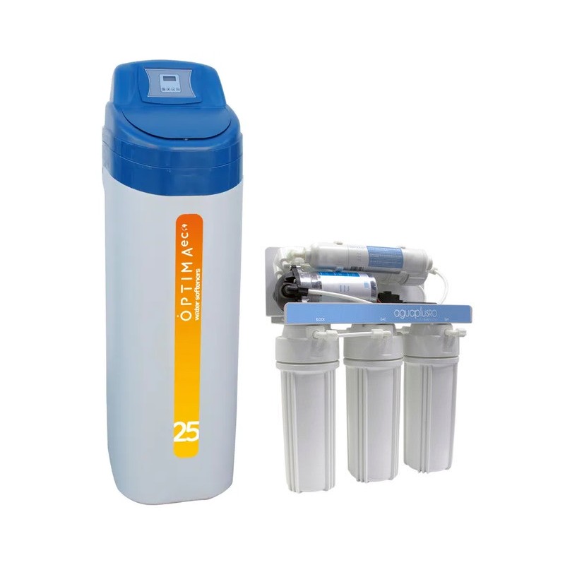Descalcificador automatico volumetrico 25L + Equipo Osmosis Inversa 5 Etapas Descalcificador automatico volumetrico 25L + Equipo Osmosis Inversa 5 Etapas