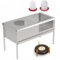 Pacchetto allevamento pulcini + mangiatoia e abbeveratoio + riscaldatore, 100x49x60 cm	