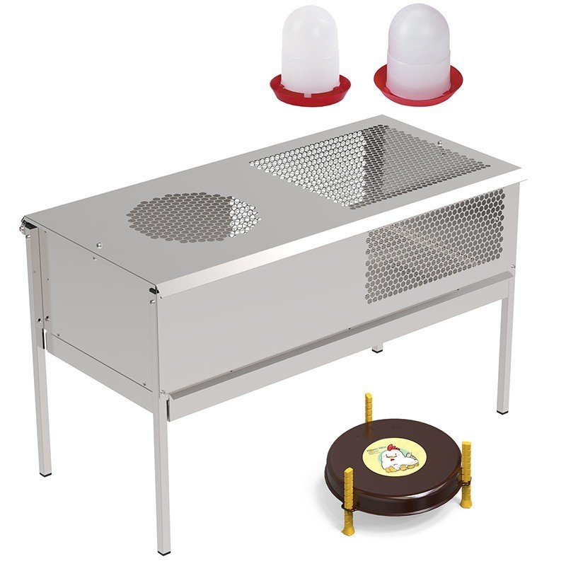 Confezione di riproduttori per pulcini + mangiatoie e abbeveratoi + riscaldatore, 100x49x60 cm