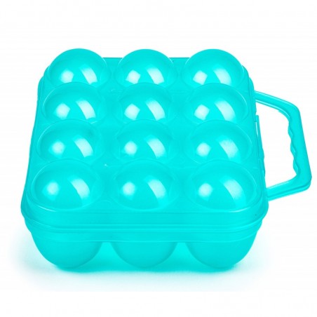 12 x Plastic egg cups with handle, Turquoise, 19.5 x 18 x 7 cm