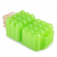 Set di 12 Portauova in plastica con manico, lime, Misure 19,5 x 18 x 7 cm