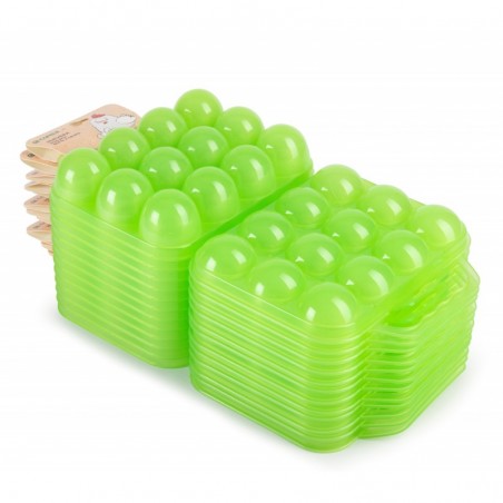 Set di 12 Portauova in plastica con manico, lime, Misure 19,5 x 18 x 7 cm