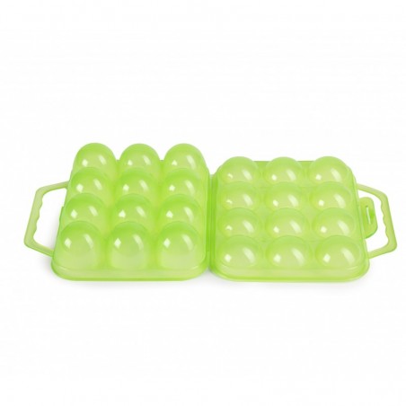 Pack of 12 plastic egg cups with handle, file, dimensions 19.5 x 18 x 7 cm