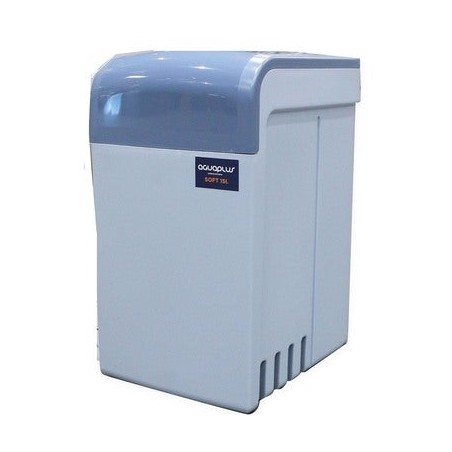 Compact hydraulic water softener with a capacity of 15 liters, maximum capacity for 6 people or 2 bathrooms, dimensions 60x35x52